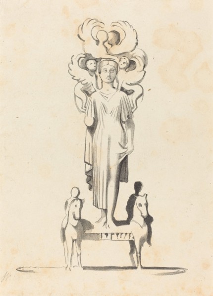 Bronze Figure of Minerva, Found in the Barrow of Achilles, published 1829. Creator: W Walton.