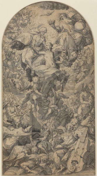 The Coronation of the Virgin with Angel Musicians and All Saints, c. 1590. Creator: Master J.N..