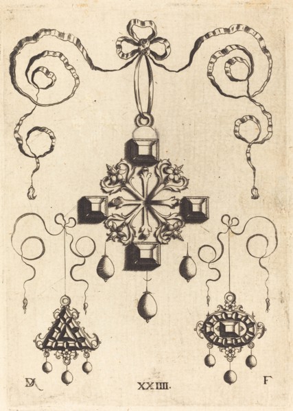 Pendant with Double Cross at Centre, Surrounded by Four Large Table-Stones. Creator: Daniel Mignot.