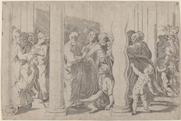 Saints Peter and John Healing the Lame Man at the Golden Gate, c. 1527/1530. Creator: Parmigianino.