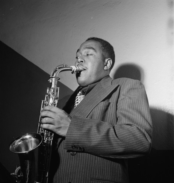Portrait of Charlie Parker, Carnegie Hall, New York, N.Y., ca. 1947. Creator: William Paul Gottlieb.