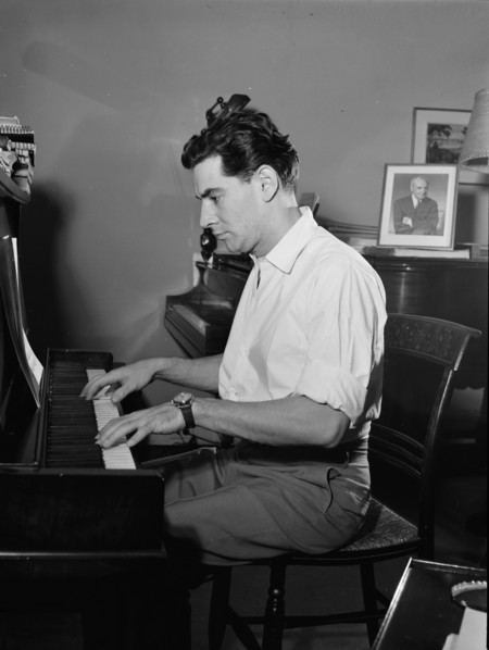 Portrait of Leonard Bernstein in his apartment, New York, N.Y., 1946. Creator: William Paul Gottlieb.