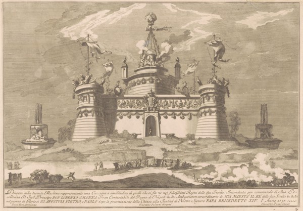 The Seconda Macchina for the Chinea of 1757: The Fortress of Cockaigne, 1757. Creator: Giuseppe Pozzi.