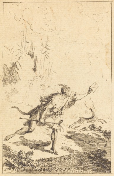 Envoy to M. de Saint-Denis by M. de Belle-Isle, Prisoner [left], 1767. Creator: Gabriel de Saint-Aubin.