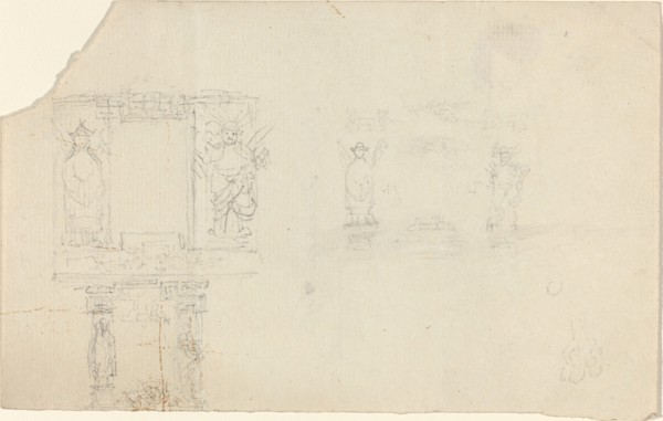 Structure with Figures in Asian Dress (Illustration for ?The Casket??), c. 1812?. Creator: John Flaxman.