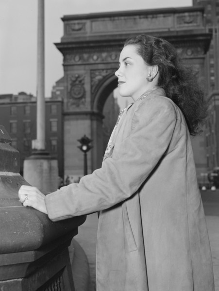 Portrait of Ann Hathaway, Washington Square, New York, N.Y., ca. May 1947. Creator: William Paul Gottlieb.