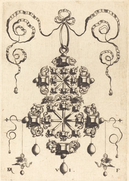 Large Pendant with Two Double Crosses, Surrounded by Six Large and Sixteen Small... Creator: Daniel Mignot.