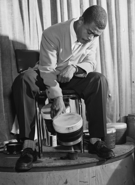 Portrait of Jose Mangual, Glen Island Casino, New York, N.Y., ca. July 1947. Creator: William Paul Gottlieb.