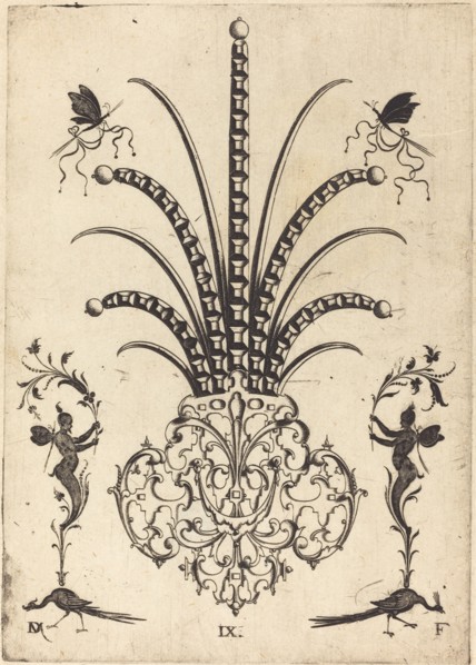 Brooch with Table-Stones, Butterflies at Top, and Peacocks and Hermes at Bottom, 1596. Creator: Daniel Mignot.