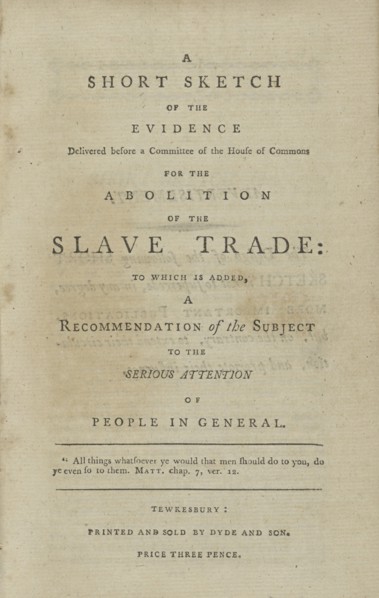A short sketch of the evidence delivered before a Committee of the House of Commons..., (1792?). Creator: Unknown.