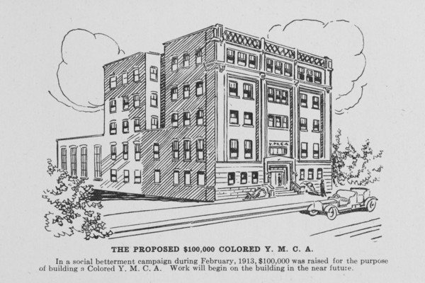 The proposed $ 100,00 Colored Y.M.C.A; In a social betterment campaign during February, 1913.... Creator: Unknown.