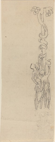 Design for a Candelabrum Representing the Three Graces Gathering the Apples of Hesper, c. 1816. Creator: John Flaxman.