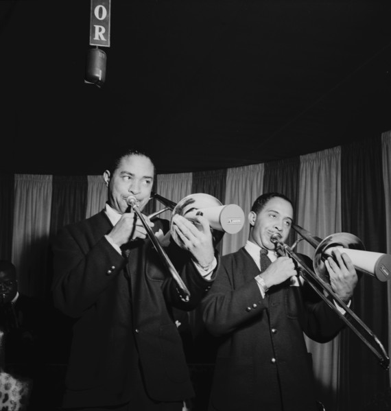 Portrait of Dicky Wells and Henry Wells, Eddie Condon's, New York, N.Y., ca. Jan. 1947. Creator: William Paul Gottlieb.