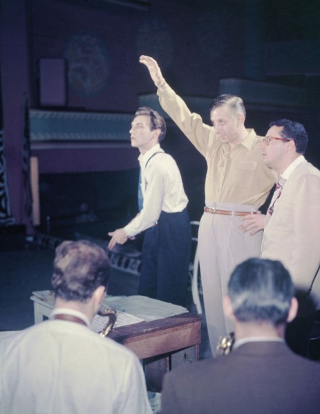 Portrait of Stan Kenton, Pete Rugolo, and Bob Graettinger, Richmond, Va.(?), 1947 or 1948. Creator: William Paul Gottlieb.