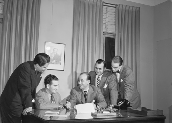 Portrait of Joe Mooney and Milt Gabler(?), Decca office(?), New York, N.Y., ca. Dec. 1946. Creator: William Paul Gottlieb.