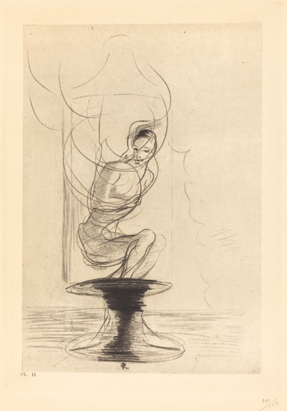 Parfois on trouve un vieux flacon qui se souvient, d'ou jaillit toute vive une ame qui revient..., 1 Creator: Odilon Redon.