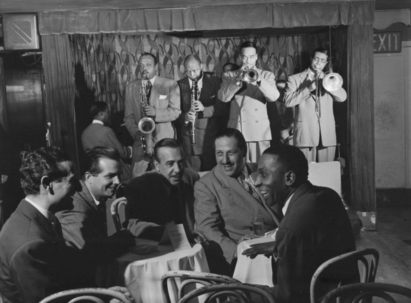 Portrait of Ben Webster, Eddie (Emmanuel) Barefield, Buck Clayton, Benny Morton...N.Y., 1947. Creator: William Paul Gottlieb.