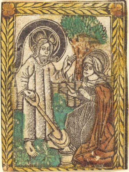Christ Appearing to the Magdalene as a Gardner, 1460/1480. Creator: Master of the Borders with the Four Fathers of the Church.