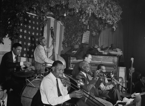 Portrait of Bunk Johnson, George Lewis, Alcide Pavageau, Kaiser Marshall..., N.Y., c. June 1946. Creator: William Paul Gottlieb.