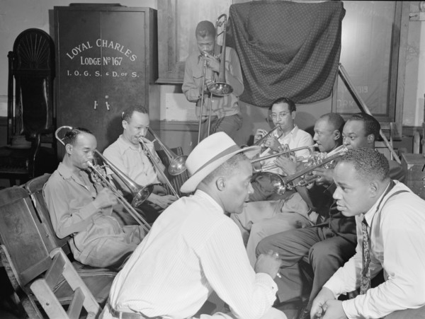Portrait of Joe Thomas and Eddie Wilcox, Loyal Charles Lodge No. 167, New York, N.Y., ca. Oct. 1947. Creator: William Paul Gottlieb.