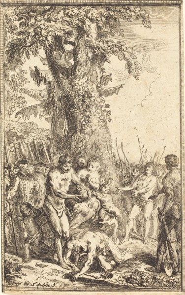 Heroic Act of a Father Who Sacrifices for His Son (Trait heroique d'un pere qui se sacrifie...), 176 Creator: Gabriel de Saint-Aubin.