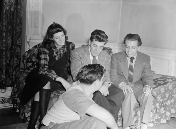Portrait of Adele Girard, Joe Marsala, Nesuhi Ertegun, and William P. Gottlieb...Washington, ca1940. Creator: Delia Potofsky Gottlieb.