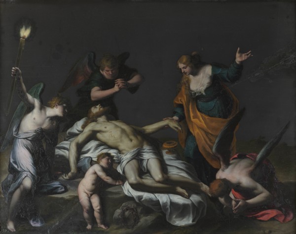 Lamentation over the Dead Christ with Mary Magdalene and angels. Creator: Turchi, Alessandro (1578-1649).