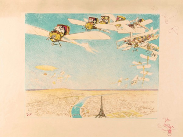 Un mariage en aéroplane, au-dessus de la tour Eiffel, 1909. Creator: Devambez, André Victor Édouard (1867-1943).