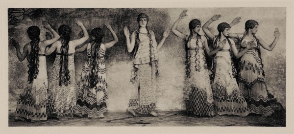 Chorus of maenads. Scene from the Nijinsky ballet "The Afternoon of a Faun", 1912. Creator: De Meyer, Baron Adolphe Edward Sigismund (1868-1946).