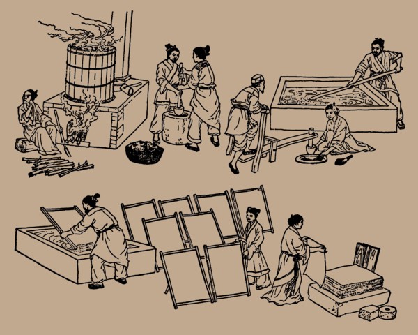 Papermaking during Eastern Han dynasty in China. Creator: Anonymous.