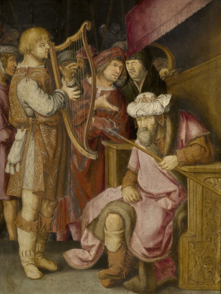 David Playing his Harp for Saul. Creator: Leyden, Lucas, van (1489/94-1533).