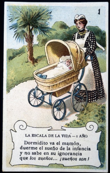 Collection of stickers 'Scale of life' number 1, 20th century. Creator: Mestres, Apeles (1854 - 1936).