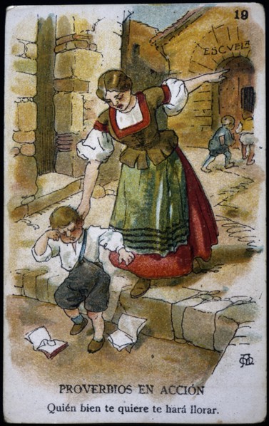 Collection of stickers 'Proverbs in action 'number 19, 1904. Creator: Mestres, Apeles (1854 - 1936).