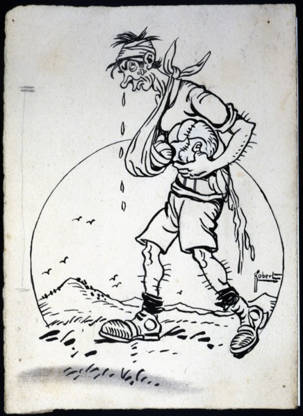 Footballer after a game, satirical drawing, 1920s. Creator: Robert Picarin, José (1870-1940) .