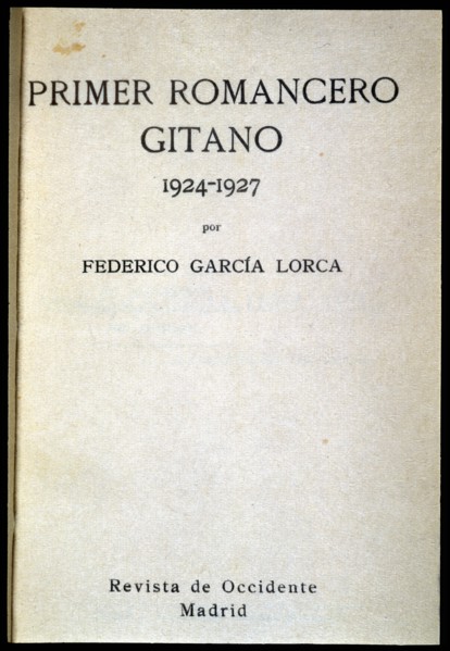 Cover of the 'First Romancero Gitano', 1924-1927, (1928) Creator: García Lorca, Federico (1898 - 1936).