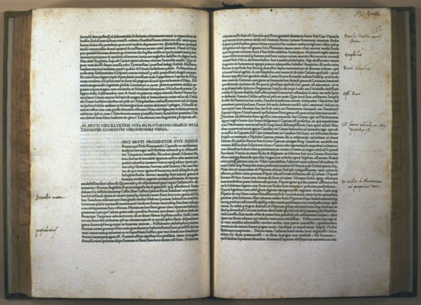 Pages of the work 'Parallelae, sive illustrium virorum' (Parallel lives), by Plutarch, 1478. Creator: Plutarch (50 a.C - 120 a.C.).