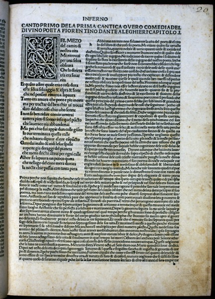 Page of the work 'Comedy, commentary by Cristoforo Landino', 1484. Creator: Dante Alighieri (1265-1321).