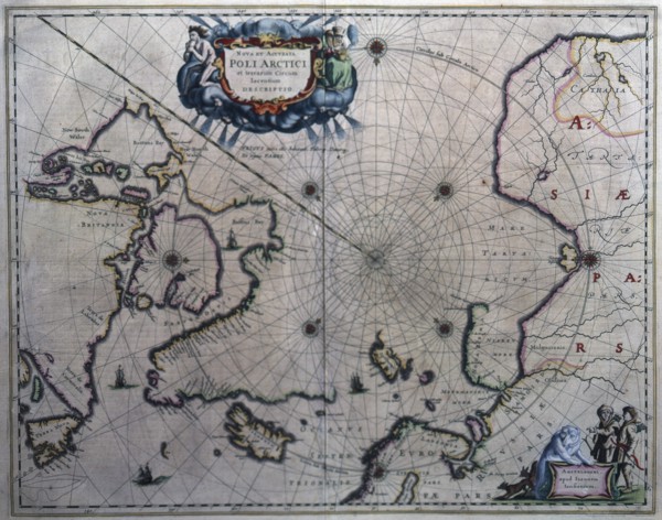 Nova et Accuratta Poli Arctici et Terrarum Circum Descriptio', Map of the Arctic Circle, 18th cent. Creator: Jansonium, Ioannem (18th century).