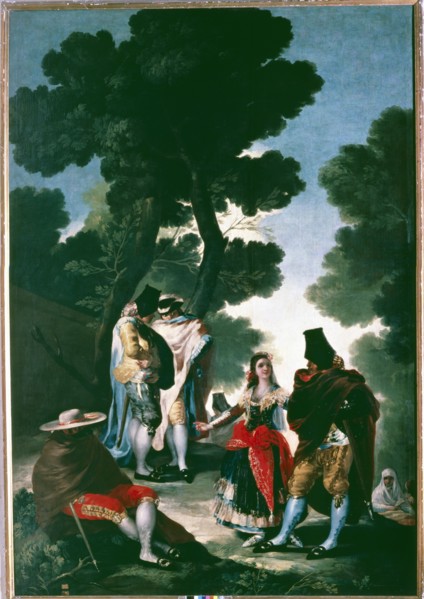 'La Maja y los embozados '(The Paseo de Andalucía), 1777. Creator: Goya y Lucientes, Francisco de (1746 - 1828).