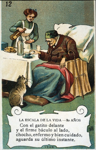 Picture card 'The scale of life'. Number 12, 1902, for the company 'Chocolates Amatller'. Creator: Mestres, Apeles. (1854-1936).