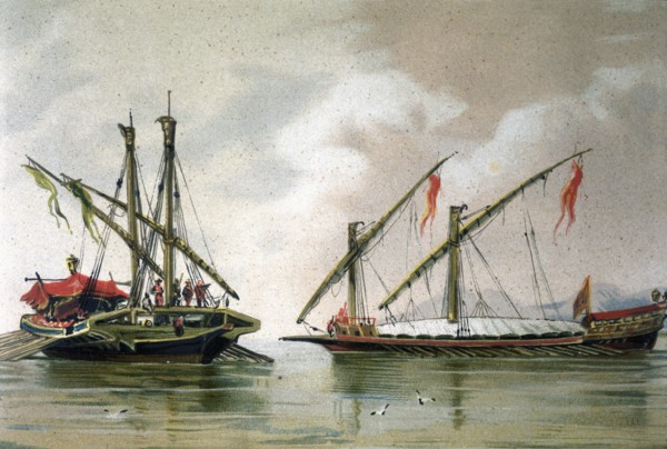 War galleys from 16th century, 1875. Creator: Unknown.