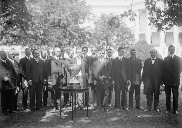 Eastern Yacht Club - President Wilson Presenting Club Cup To Owner of Yacht 'Ellen' Who Won..., 1913 Creator: Harris & Ewing.