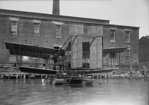Experimental Tandem Biplane On Potomac Embodying Langley Principles, 1917. Creator: Harris & Ewing.