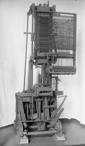 Mergenthaler, Ottmar, 2nd Linotype Machine with Band, Invented By Him; 3rd Design He..., 1917. Creator: Harris & Ewing.