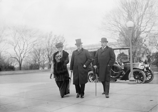 J. Pierpont Morgan Jr., right, with Father And Mrs. Herbert Satterlee, 1912. Creator: Harris & Ewing.