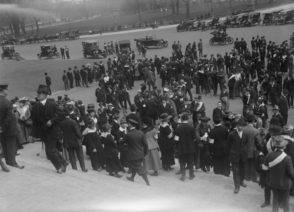 Pacifist Demonstration On East Steps of U.S. Capitol, Washington, D.C., 2 Apr 1917. Creator: Harris & Ewing.