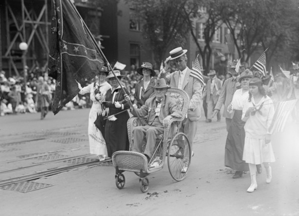 W.E. Payne, Confederate Reunion; in Wheel Chair, 1917. Creator: Harris & Ewing.