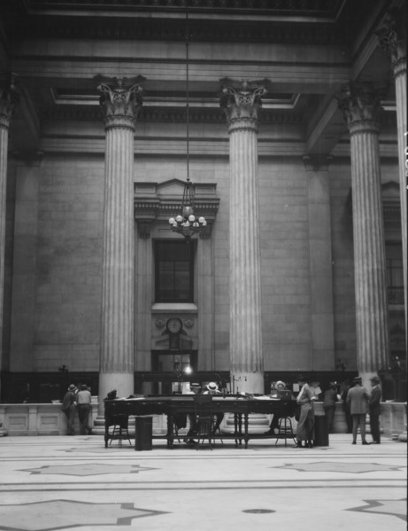Marble hall of the Custom House, New Orleans, between 1920 and 1926. Creator: Arnold Genthe.