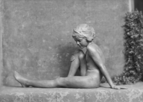 Statue of, by, or belonging to Miss Enid Foster, 1917 or 1918. Creator: Arnold Genthe.
