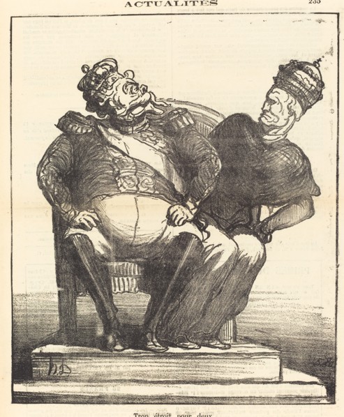 Trop étroit pour deux, 1870. Creator: Honore Daumier.